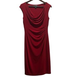 Lauren Ralph Lauren Red Draped Midi Dress